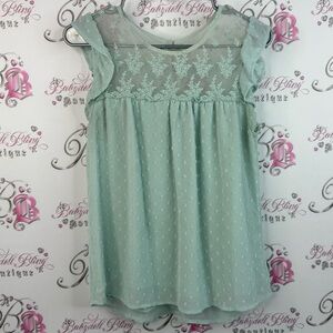 Mine shirt ruffles lace, floral mesh, blue keyhole Mint Green Lace Tank Top